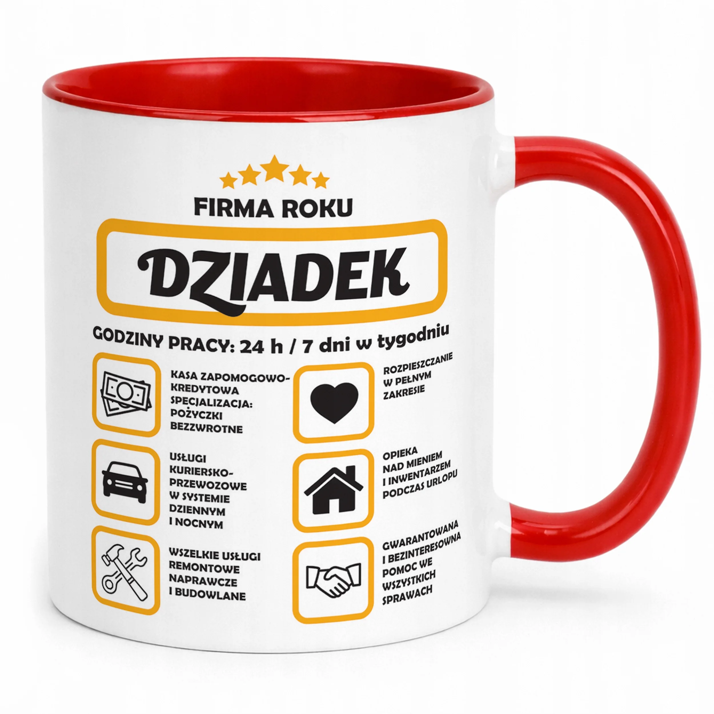 Kubek Czerwony Dzień Dziadka Dla Dziadka Prezent Upominek