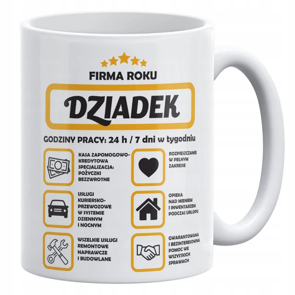 Kubek ceramiczny 330 ml Dzień Dziadka Prezent Upominek Firma Roku Dziadek