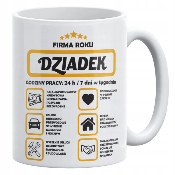 Kubek ceramiczny 330 ml Dzień Dziadka Prezent Upominek Firma Roku Dziadek