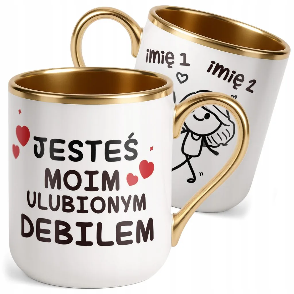 Kubek Premium Złoty Personalizowany Na Walentynki Kocham Cię Prezent