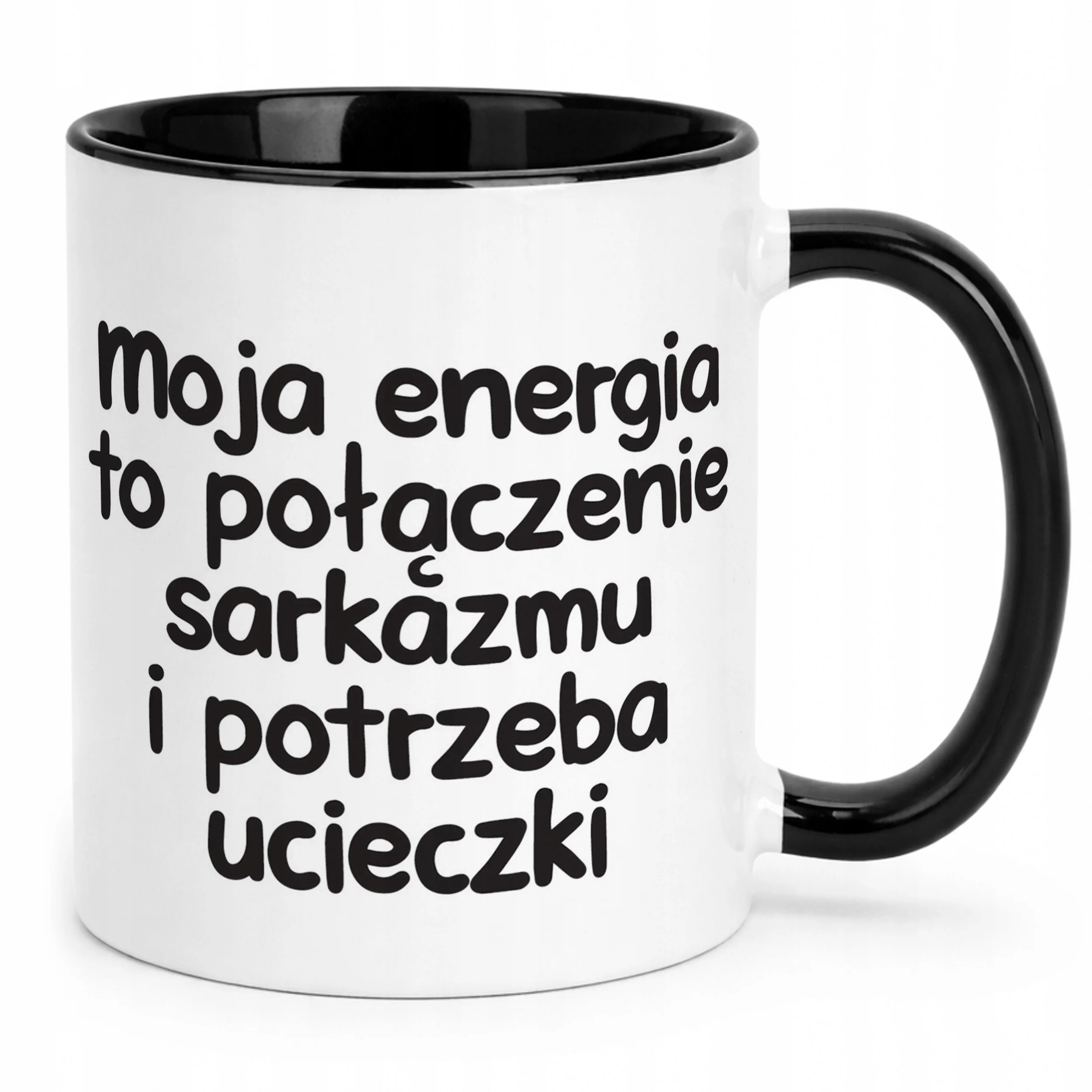 Kubek Czarny Moja Energia To Połączenie Śmieszny Zabawny Prezent