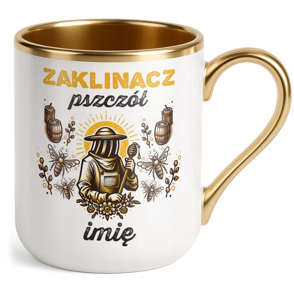 Kubek Premium Złoty Personalizowany Dla Pszczelarza Prezent Upominek