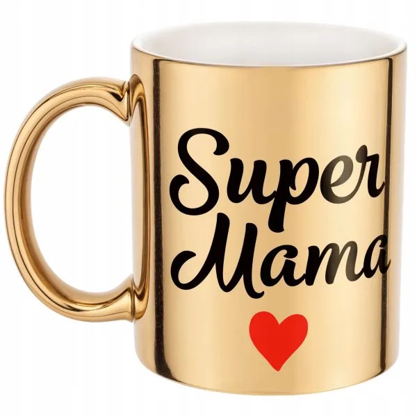 Złoty Kubek ceramiczny Dzień Matki Dla Mamy Upominek Super Mama