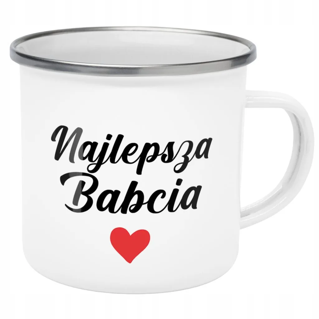 Emaliowany Kubek Garnuszek 300 ml Dzień Babci Prezent Najlepsza Babcia
