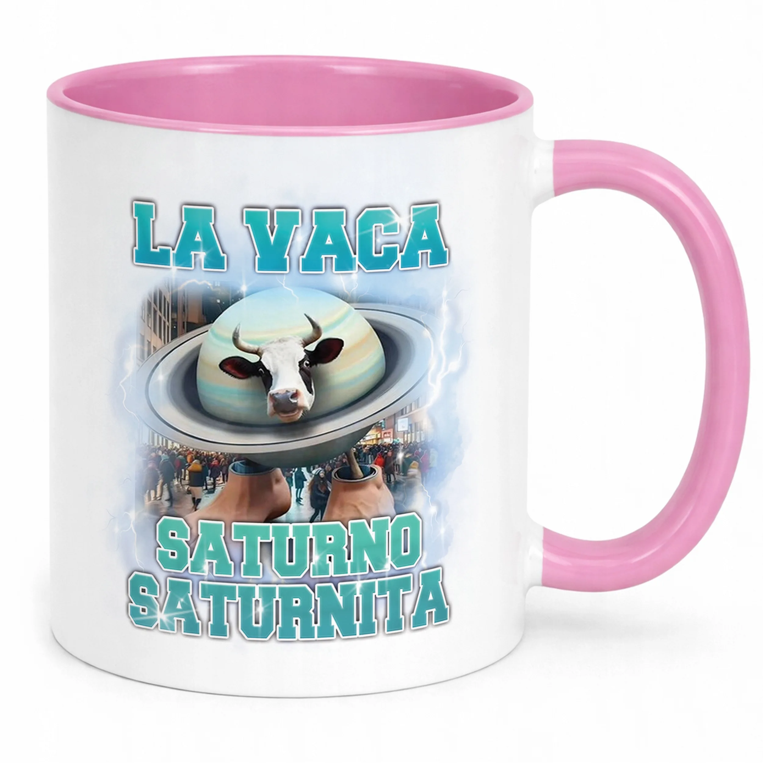 Kubek Różowy BRAINROT Saturno Saturnita Memy Zabawny TikTok Viral