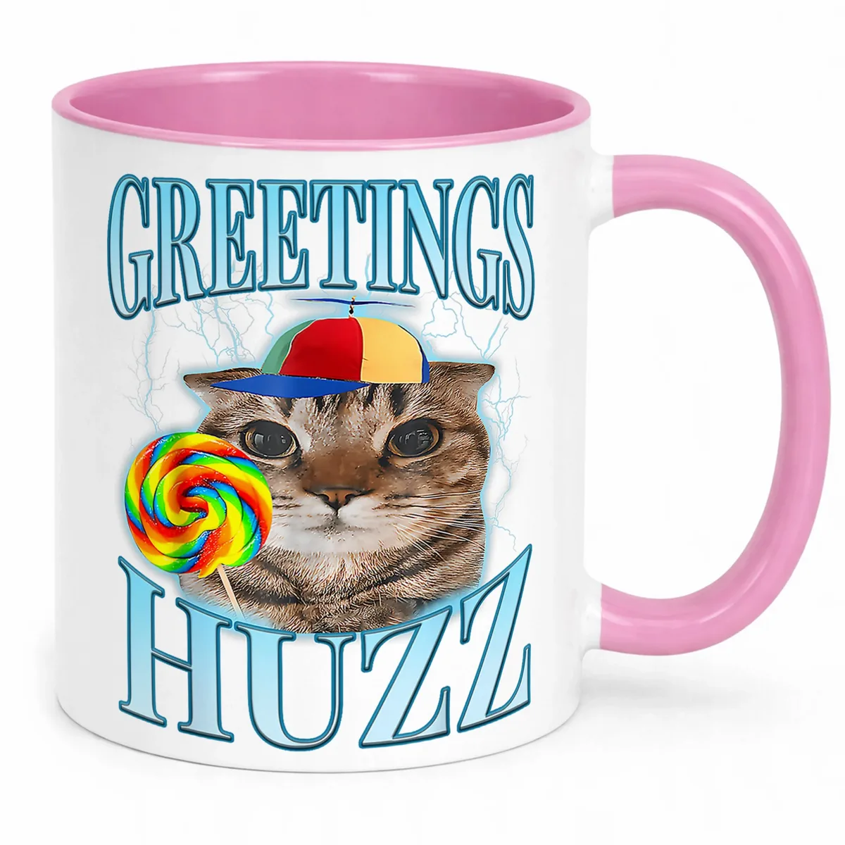 Kubek Różowy Greetings Huzz viral tiktok brainrot mem