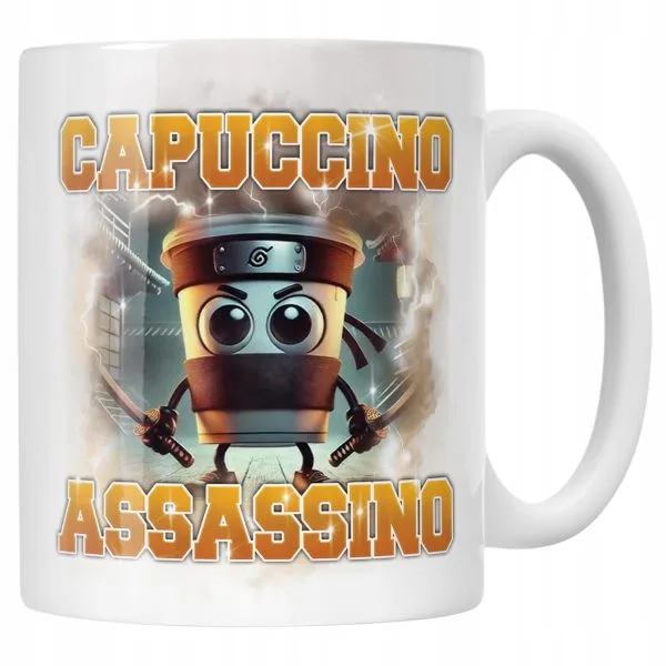 Kubek ceramiczny BRAINROT Capuccino Assassino Memy Zabawny TikTok Viral
