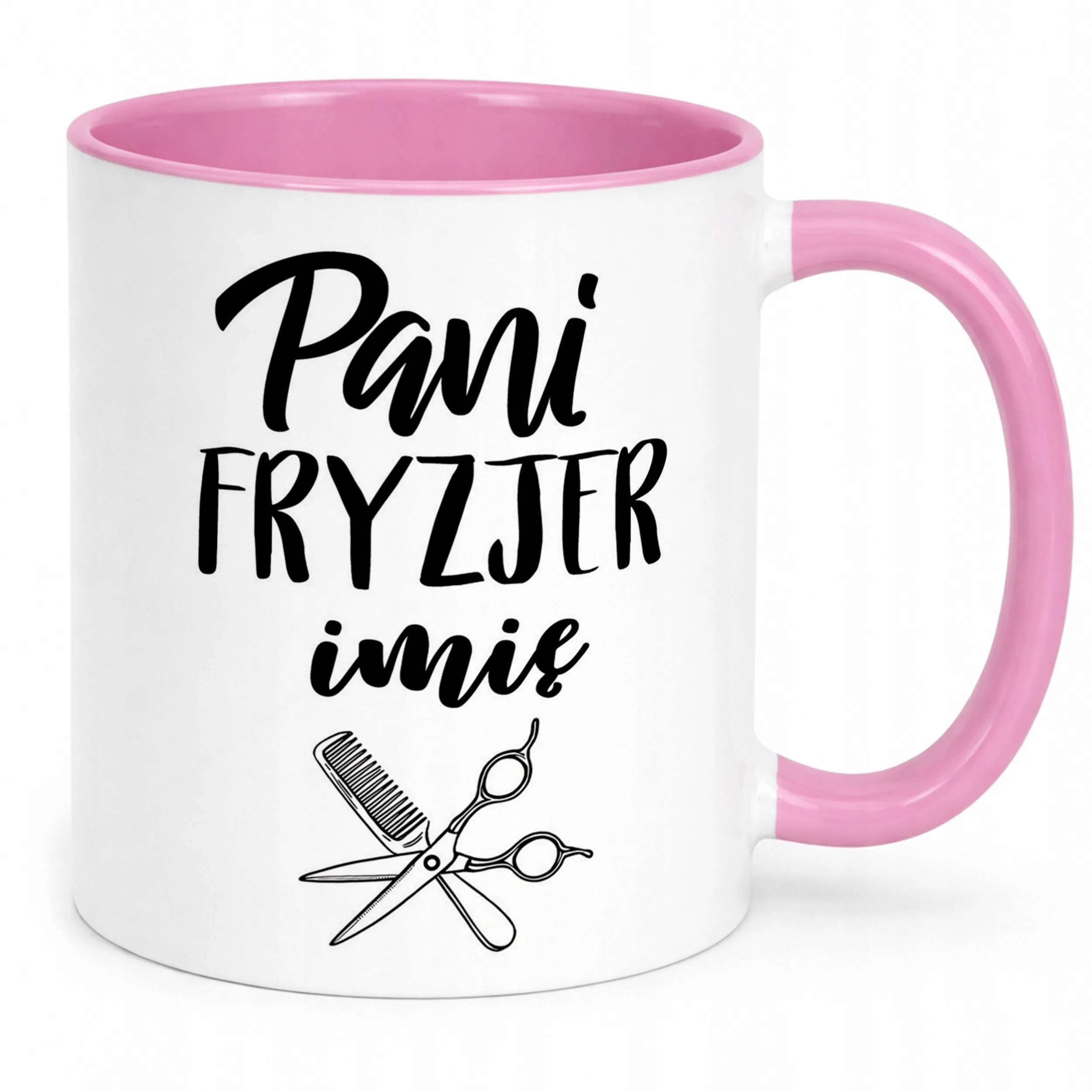 Kubek Różowy Personalizowany Pani Fryzjer Dla Fryzjerki Prezent