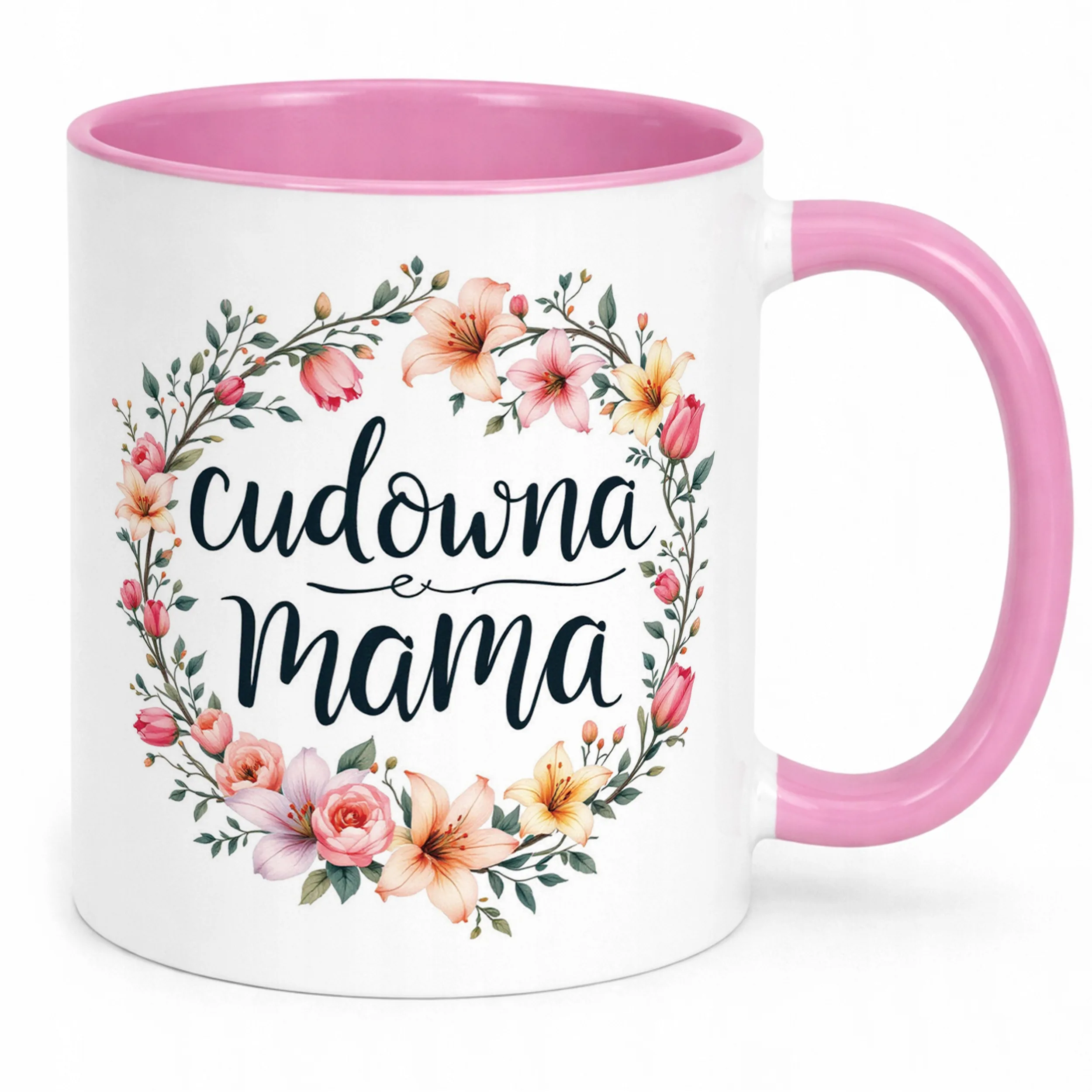 Kubek Różowy Dzień Matki Dla Mamy Prezent Upominek Cudowna Mama