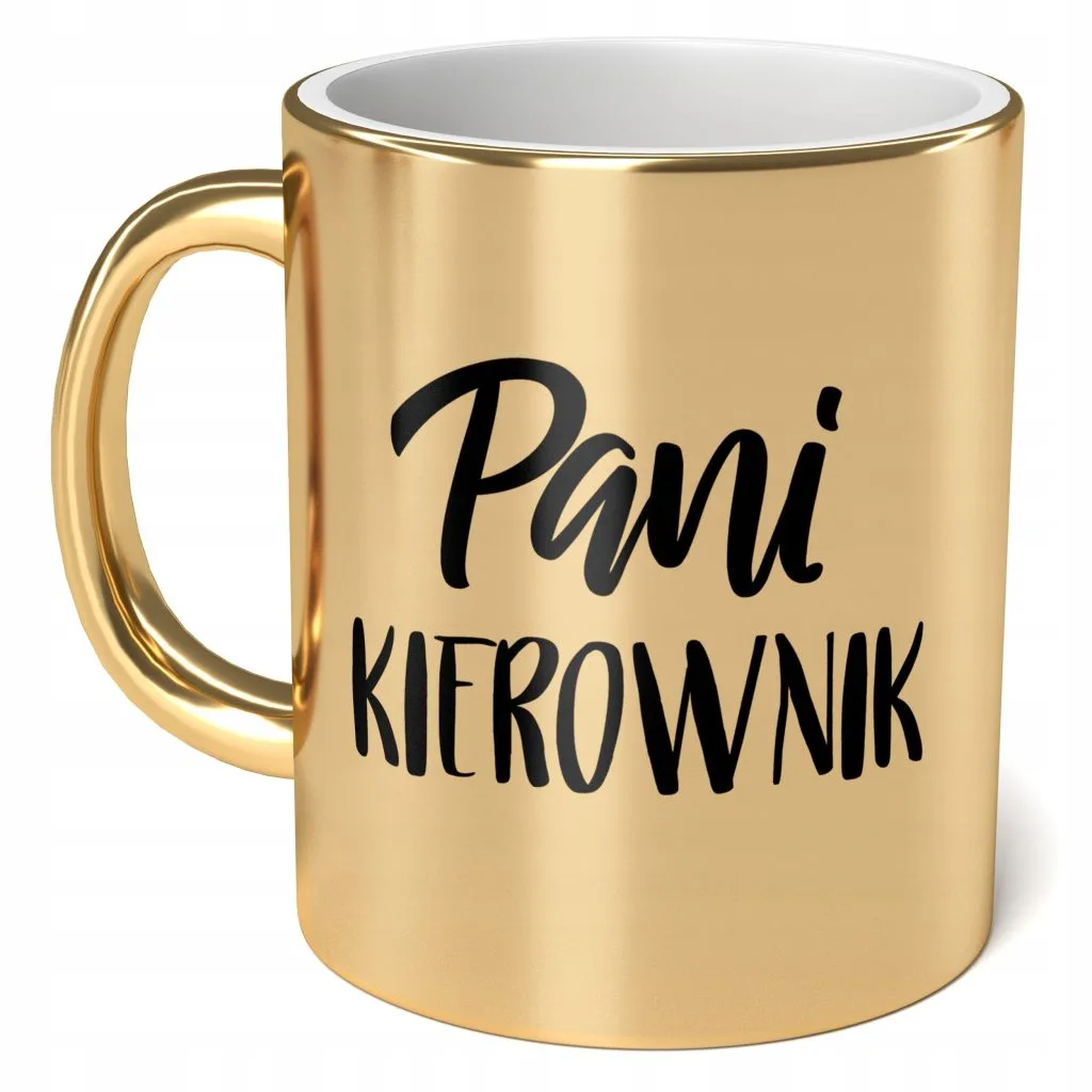 Kubek Złoty ceramiczny 330ml Pani Kierownik Dla Kobiety Upominek Prezent