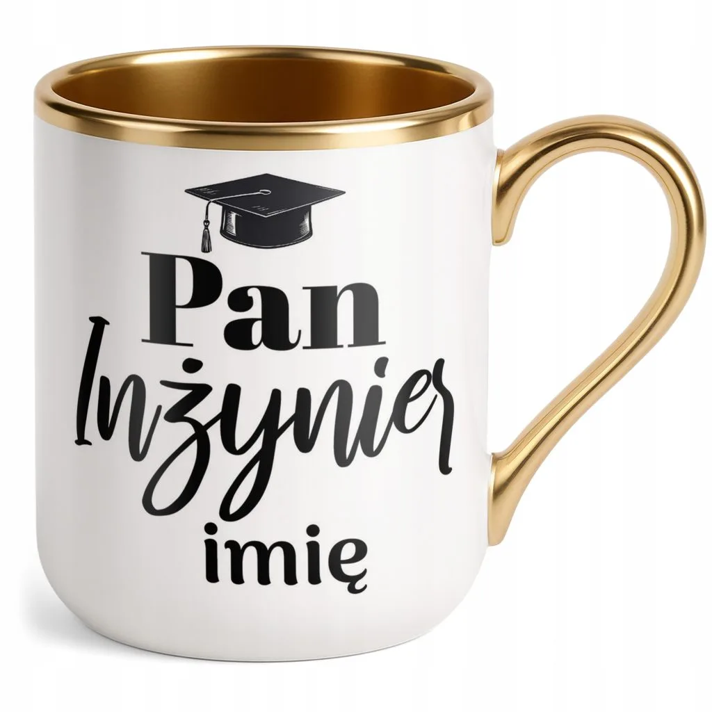 Kubek Premium Złoty Personalizowany Pan Inżynier Prezent Upominek