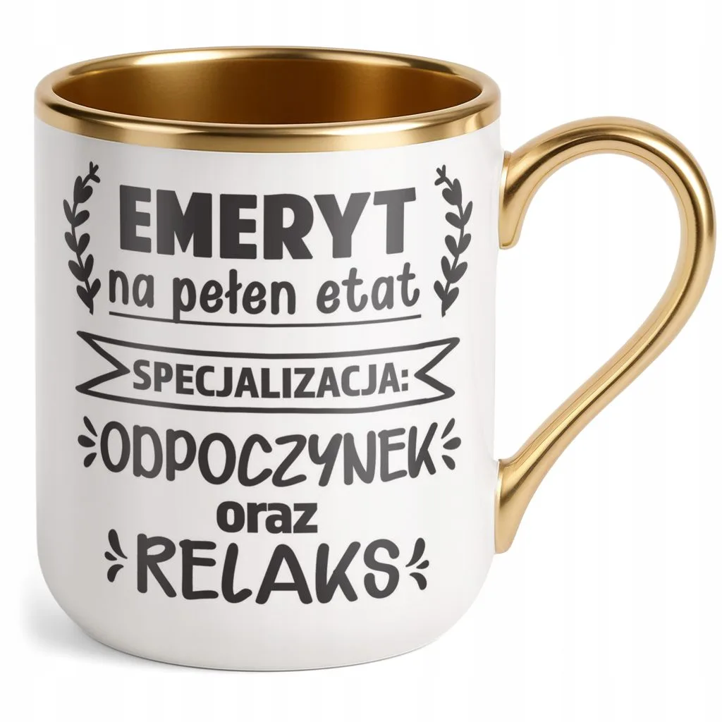 Kubek Premium Złoty Z okazji Emerytury Dla Emeryta Prezent
