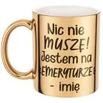 Złoty Kubek ceramiczny Personalizowany z okazji Emerytury Dla Emeryta