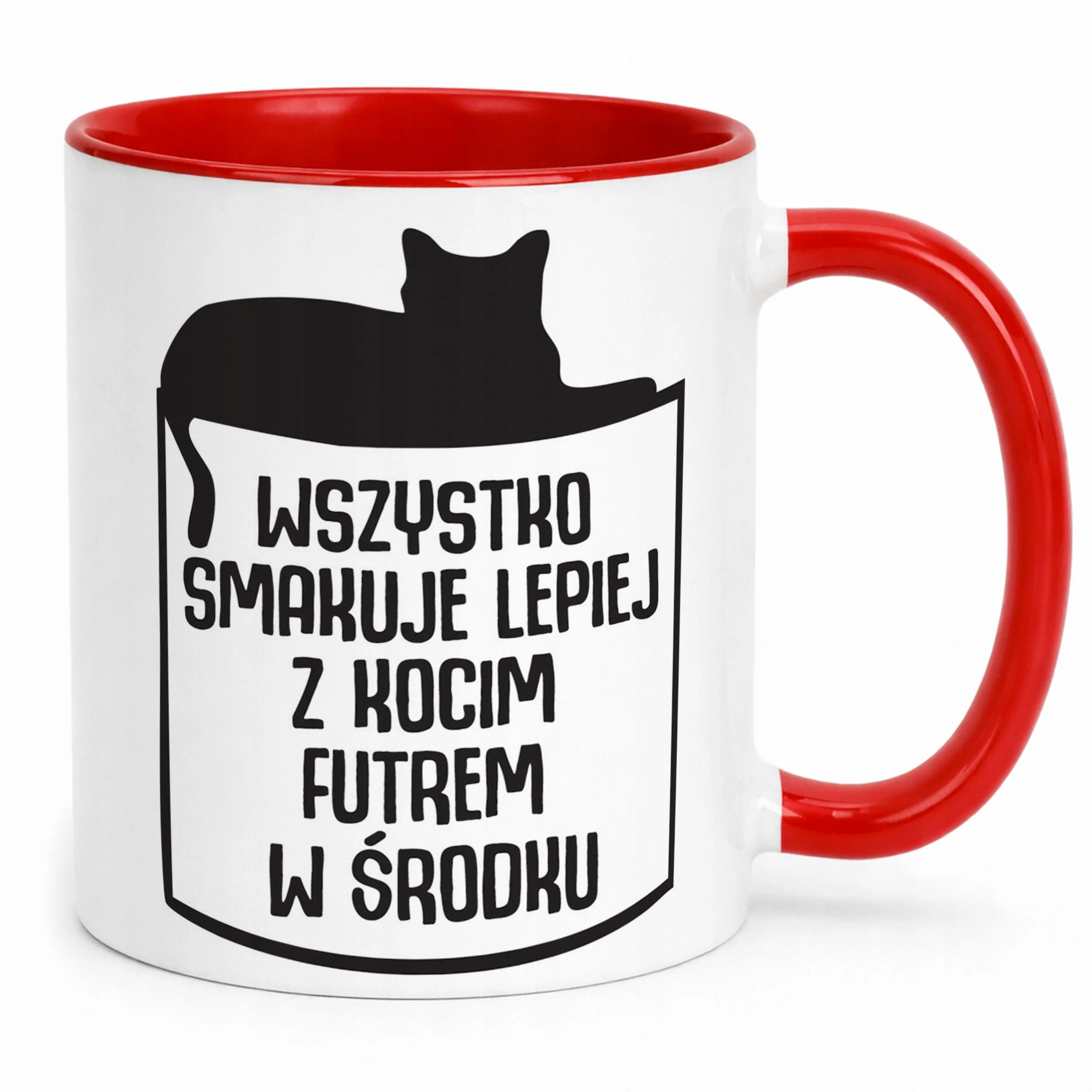 Kubek ceramiczny Wszystko Lepiej Smakuje Z Kocim Futrem Kot Prezent
