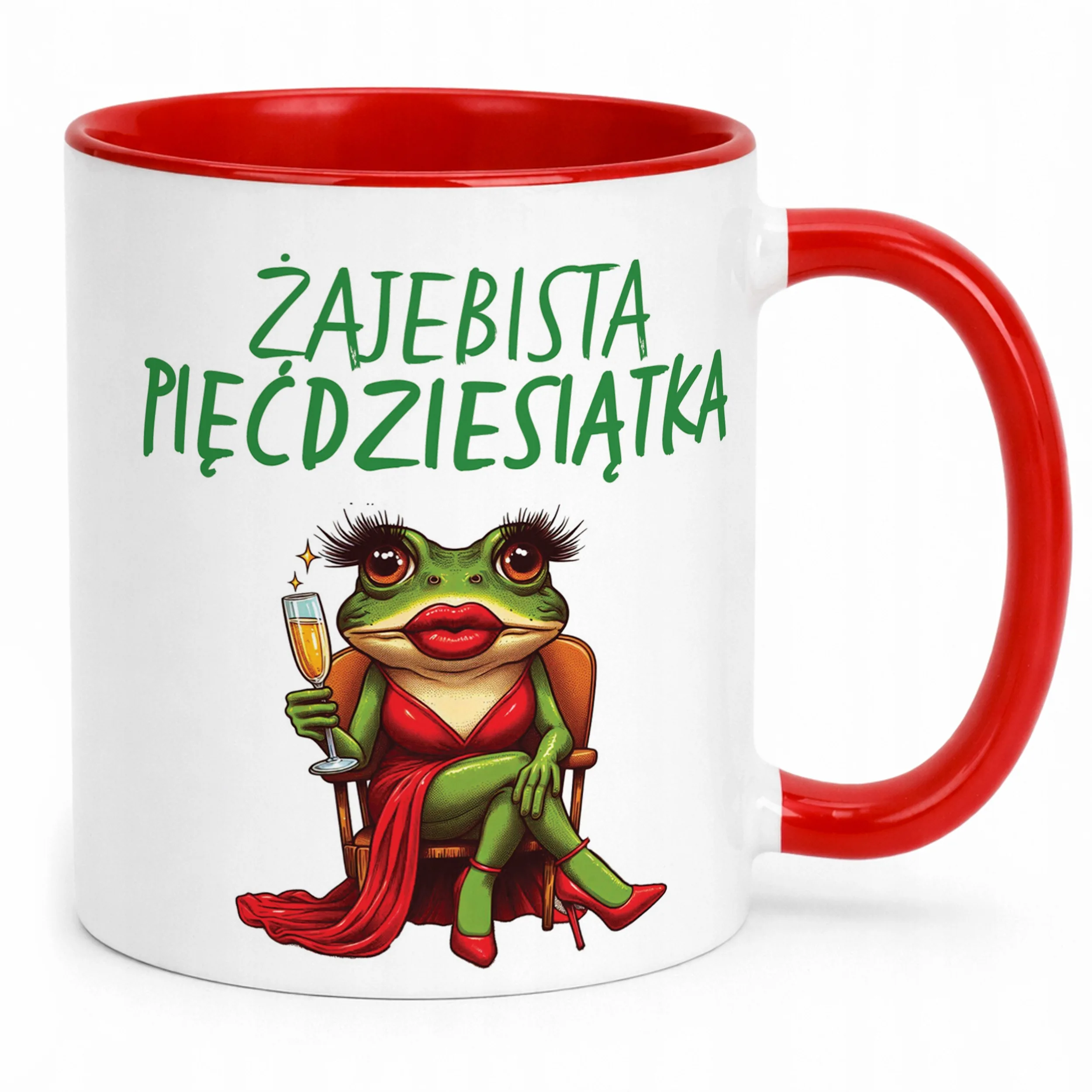 Kubek Czerwony Żajebista 50 Dla Kobiety Na Urodziny Prezent