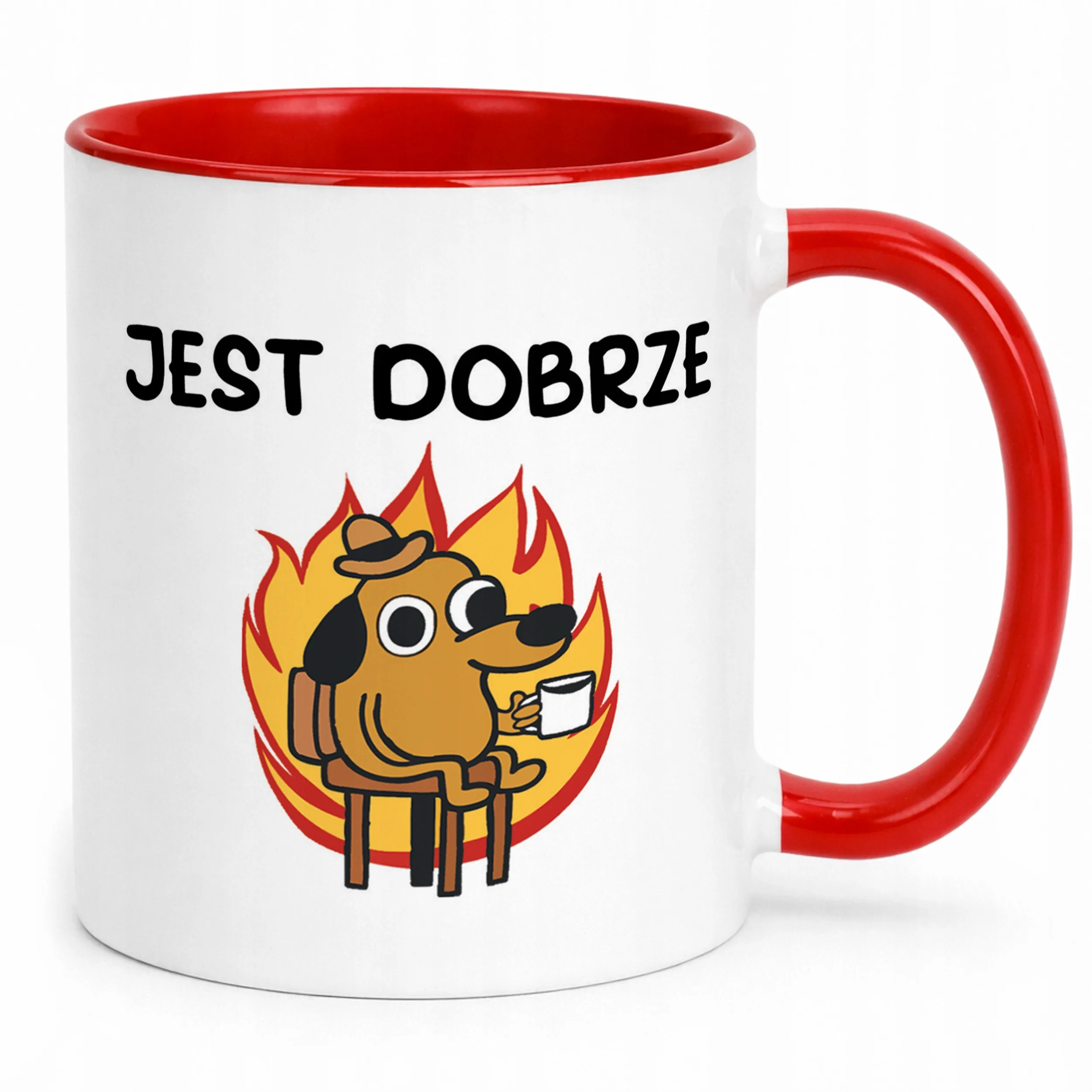 Kubek Czerwony Jest Dobrze Śmieszny Zabawny Prezent