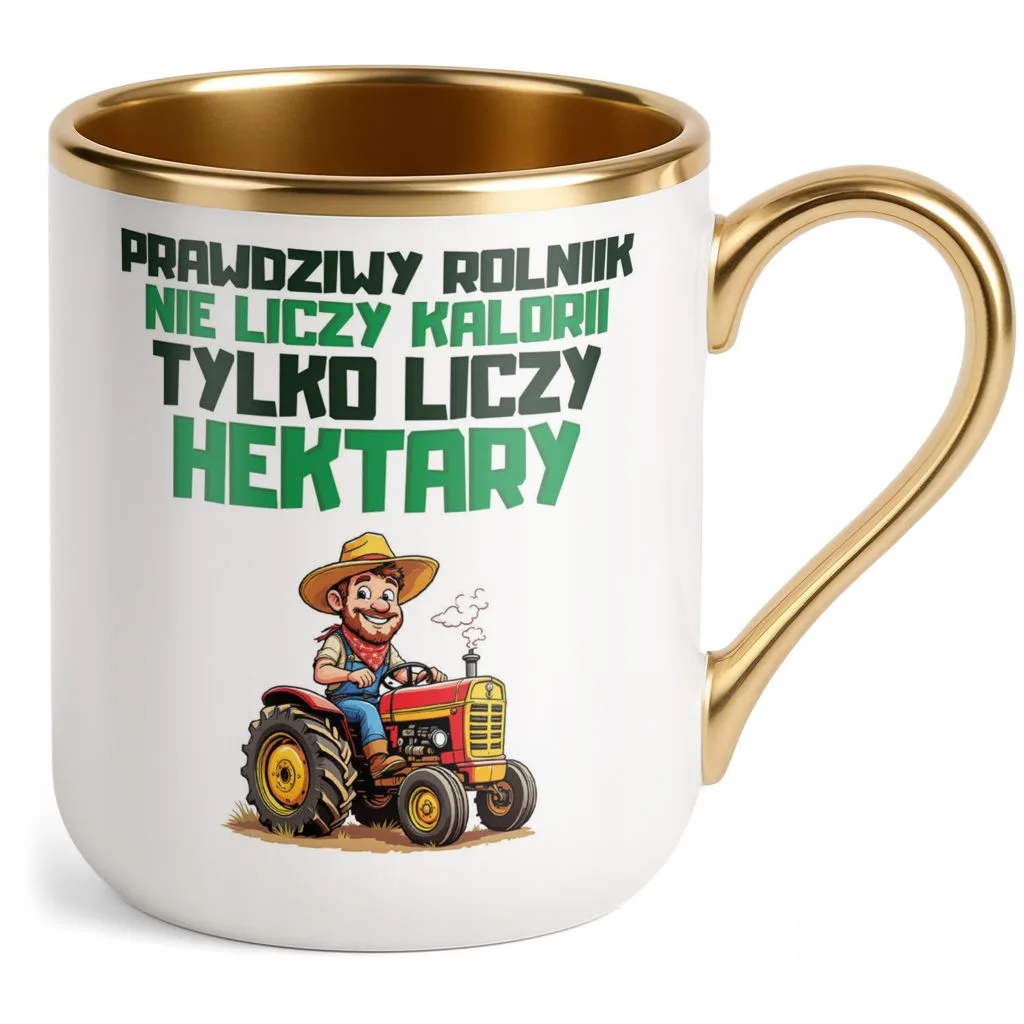 Kubek Premium Złoty Rolnik Dla Rolnika Traktor Zabawny Prezent