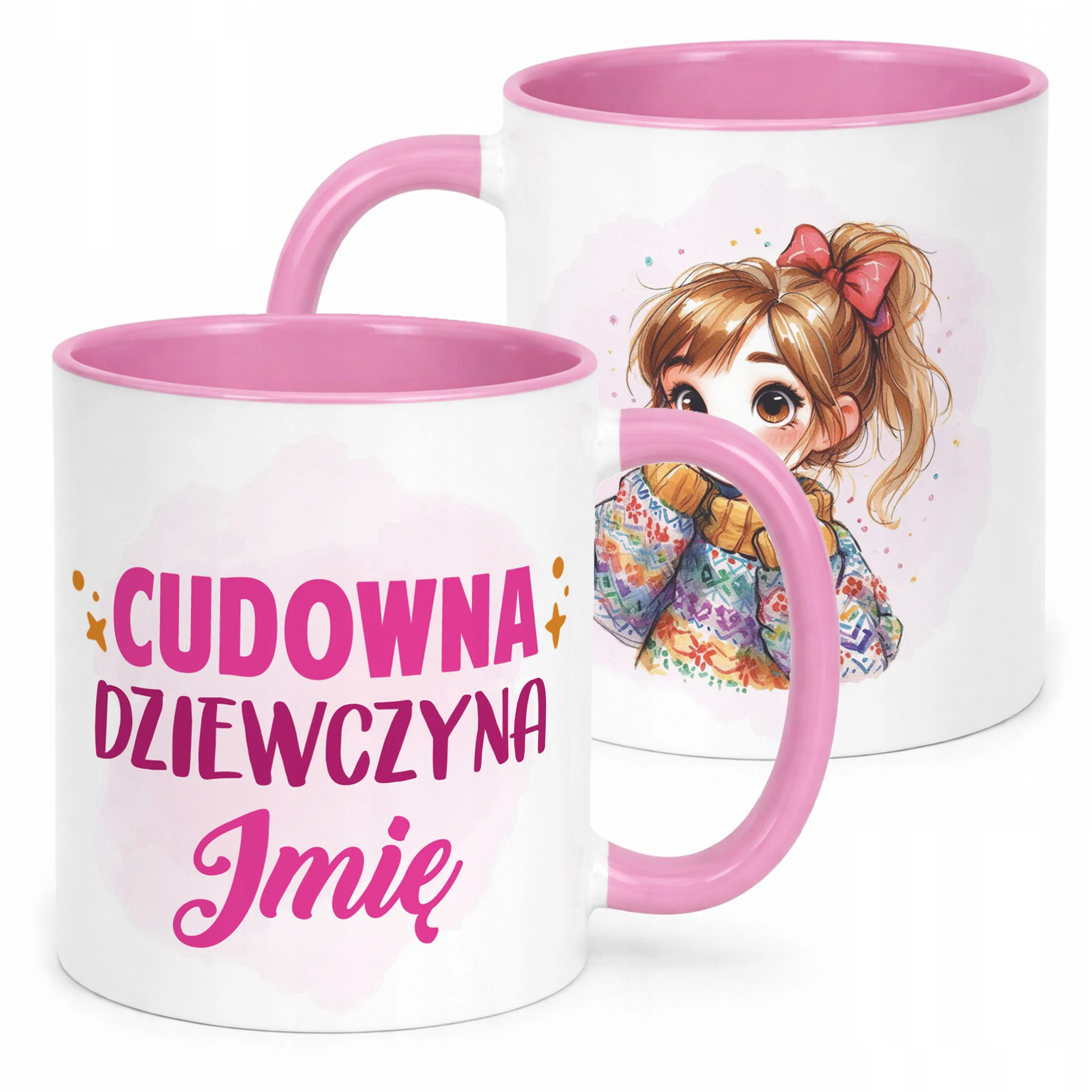 Kubek Różowy Personalizowany Dzień Kobiet Dla Dziewczynki Prezent