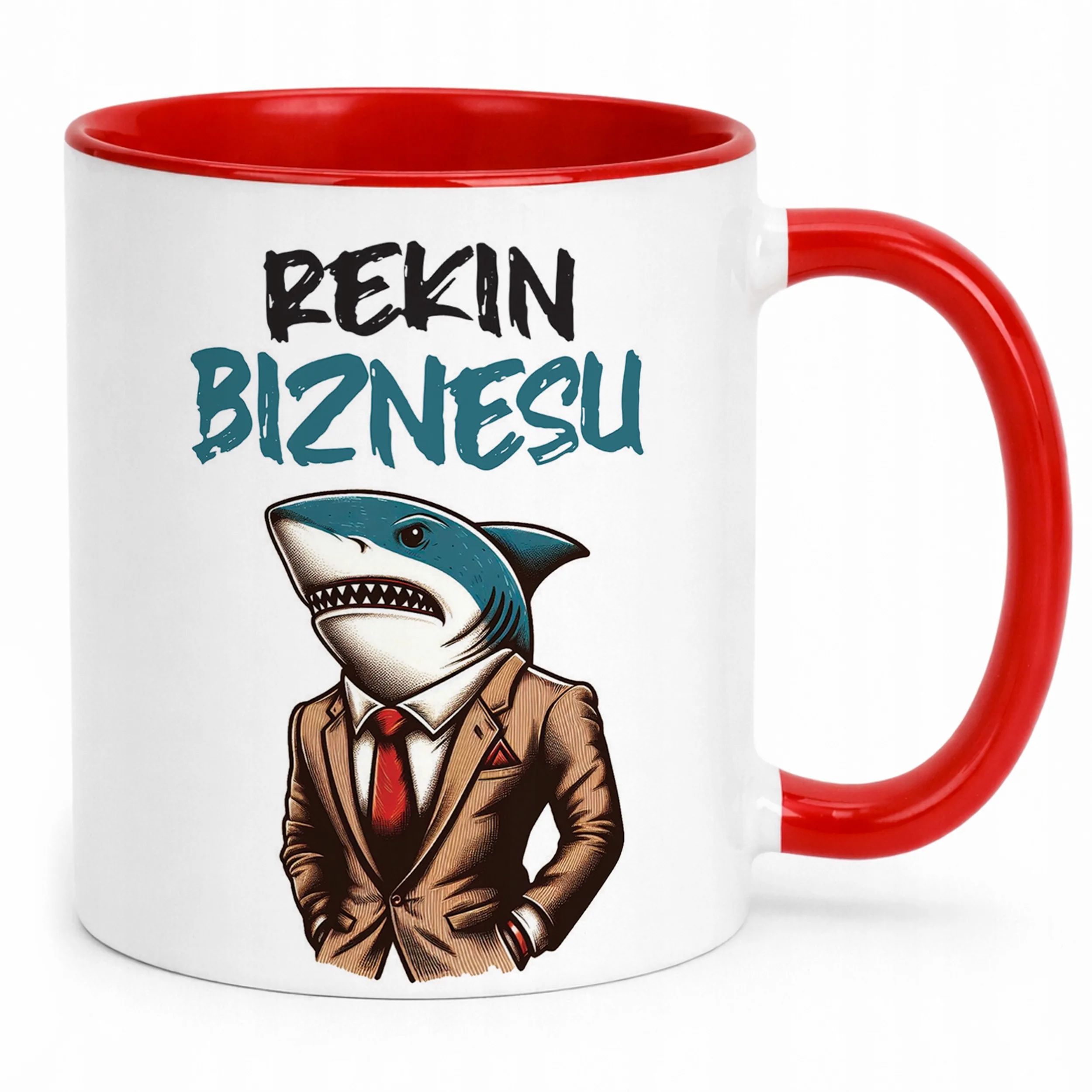 Kubek Czerwony Rekin Biznesu Praca Prezent Upominek