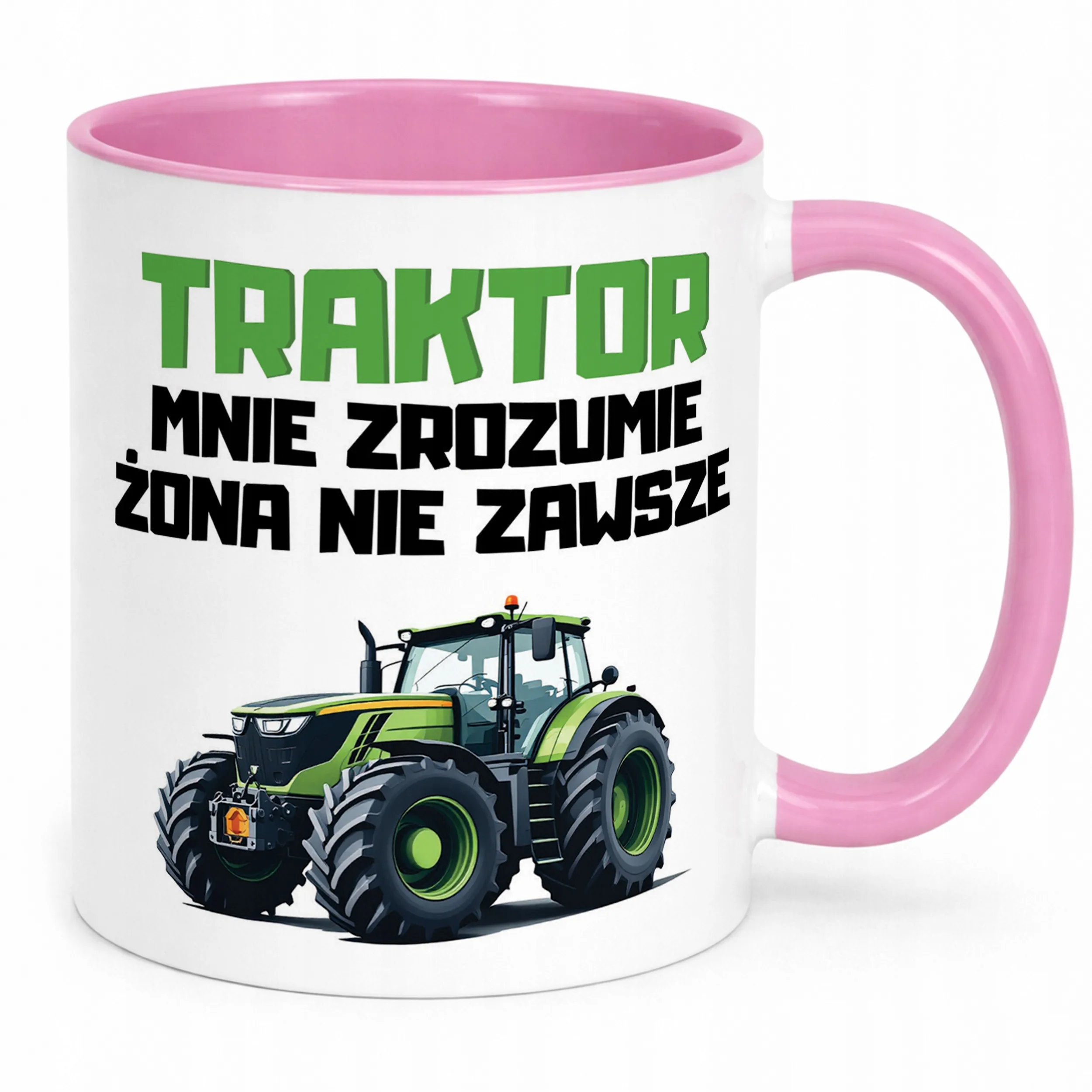 Kubek Różowy Rolnik Dla Rolnika Traktor Zabawny Prezent Upominek