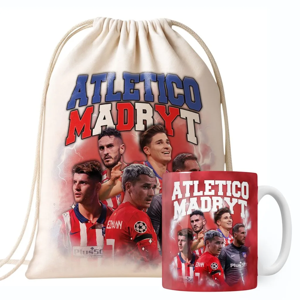 Zestaw Kubek + Plecak Atlético Madryt Griezmann Morata