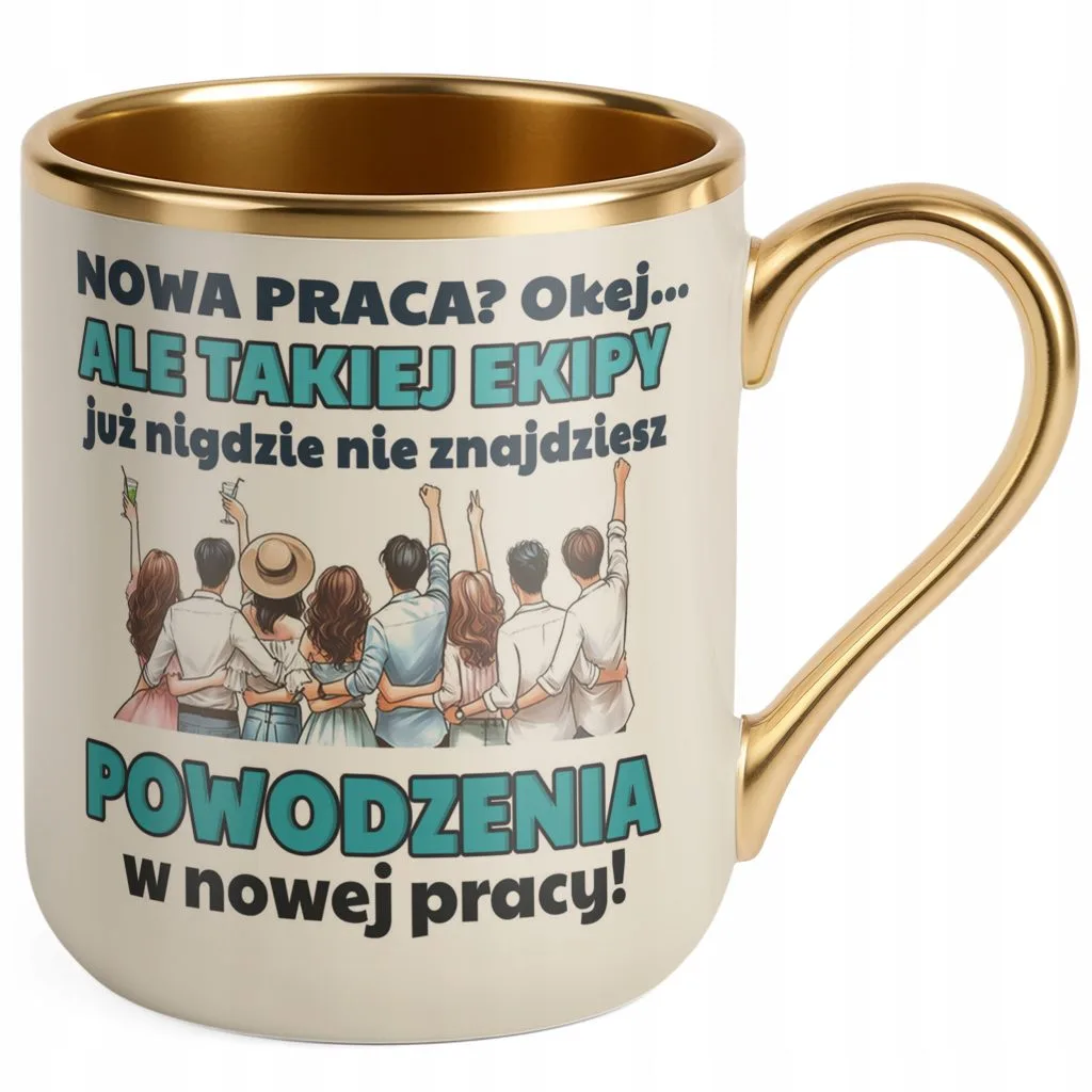 Kubek Premium Złoty Ecru Pożeganie Odejście z Pracy Prezent Upominek