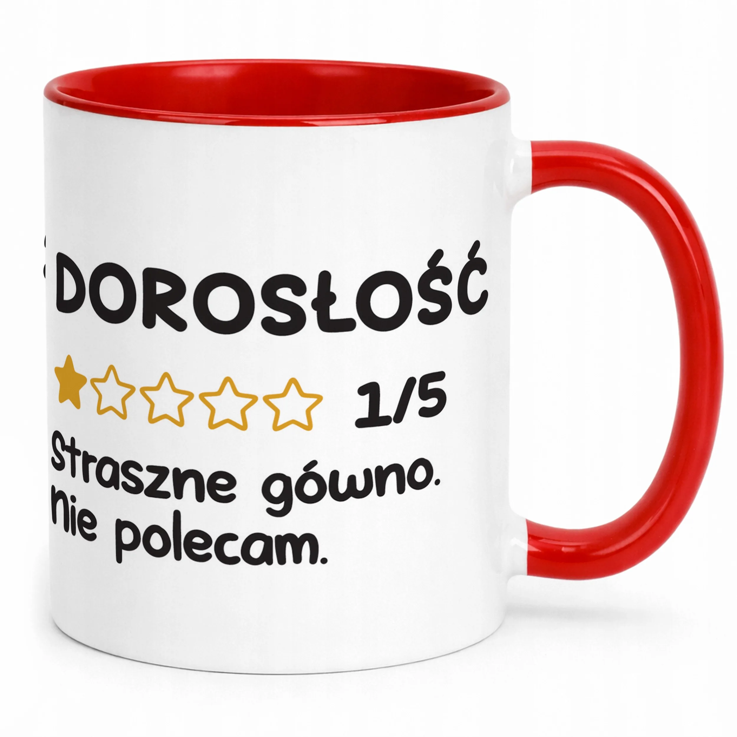 Kubek Czerwony Dorosłość Nie Polecam Śmieszny Zabawny Prezent
