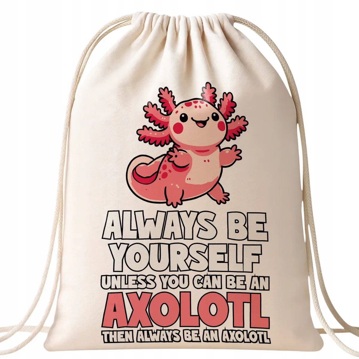 Worek do przedszkola bawełna Aksolotl Axolotl Różowy Zwierzak Viral Trend