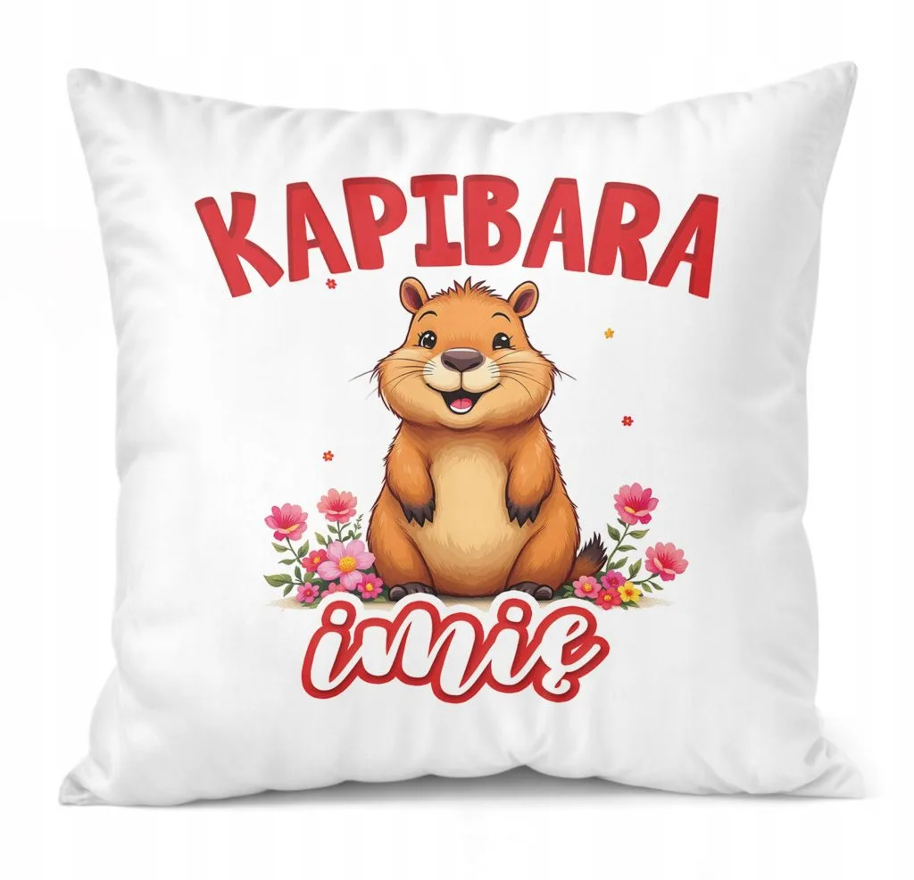 Poduszka 38x38cm Personalizowana Kapibara Capybara Zwierzak Dla Dzieci