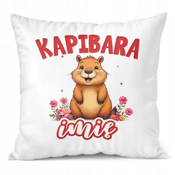 Poduszka 38x38cm Personalizowana Kapibara Capybara Zwierzak Dla Dzieci