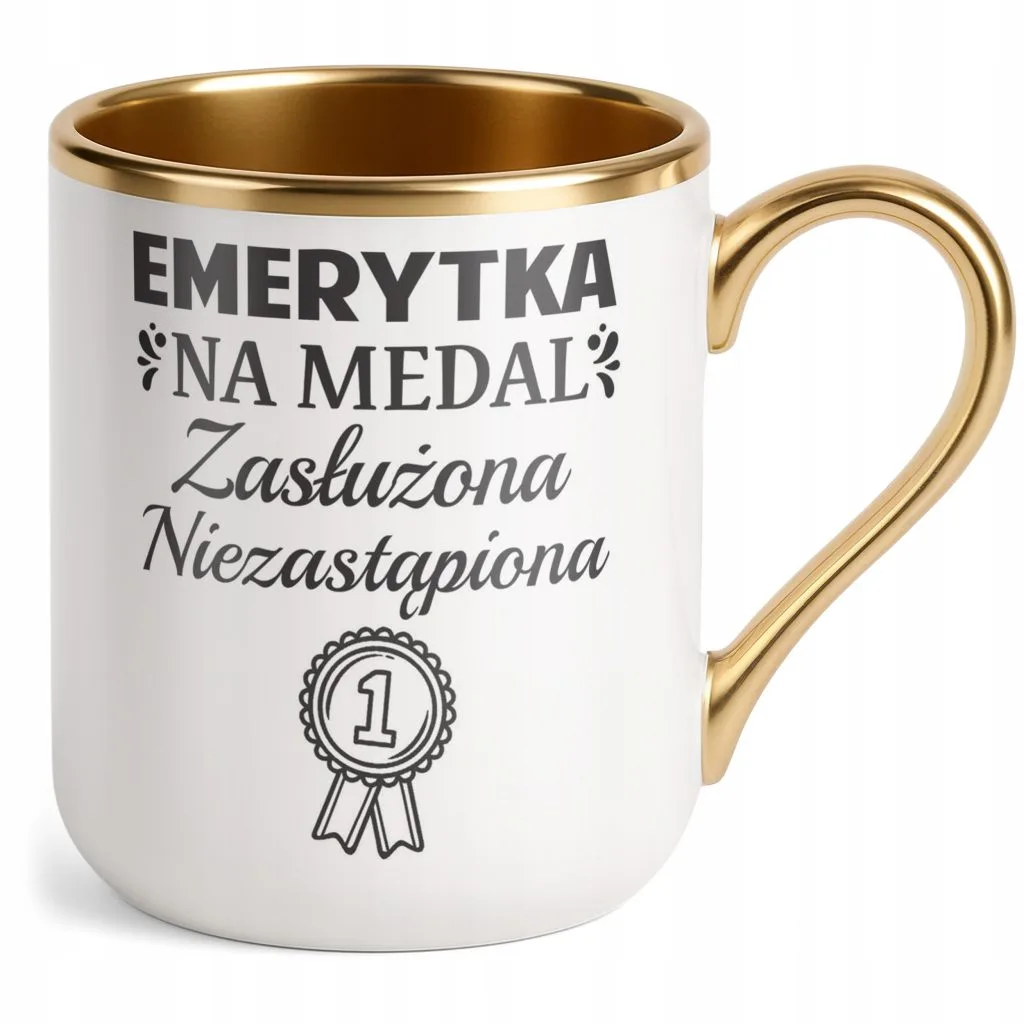 Kubek Premium Złoty Z okazji Emerytury Dla Emerytki Prezent