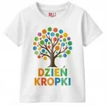 Koszulka biała dziecięca Dzień Kropki Do Przedszkola Szkoły