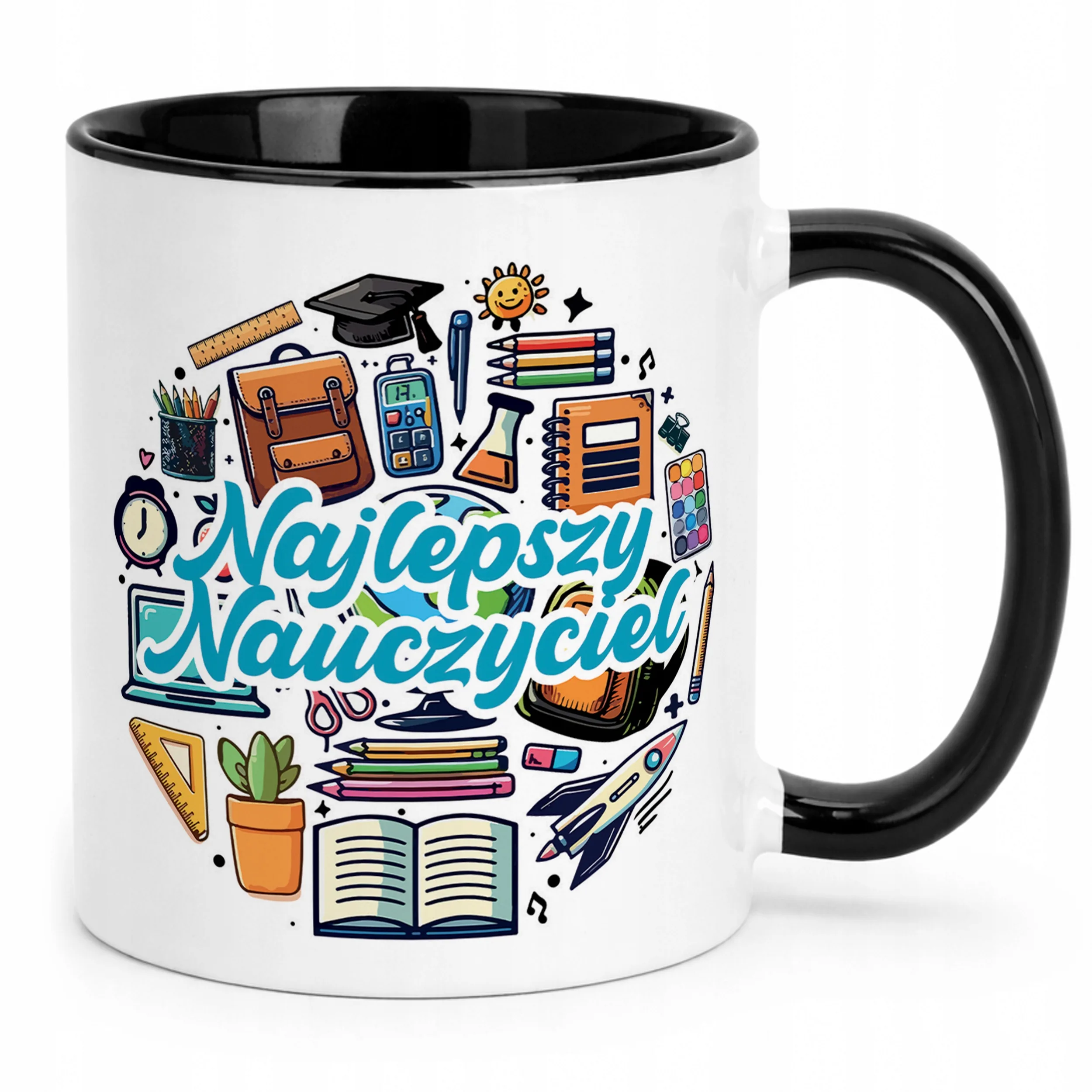 Kubek Czarny Najlepszy Nauczyciel Dzień Nauczyciela Prezent