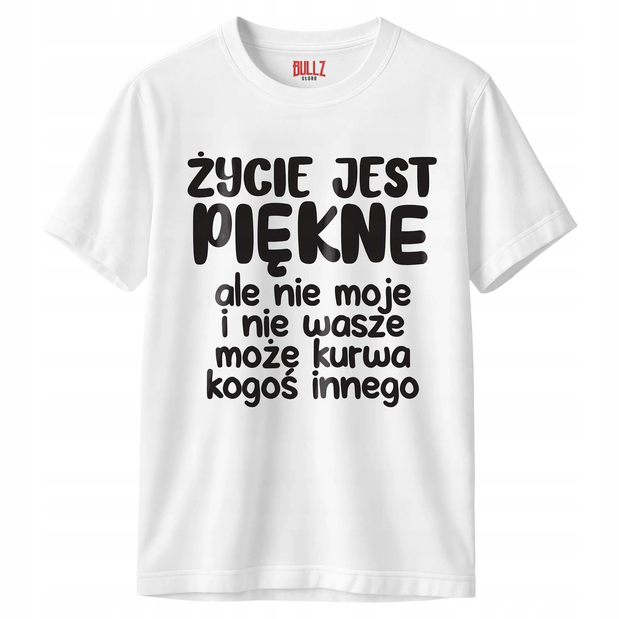 Koszulka biała męska Życie Jest Piękne Zabawny Prezent