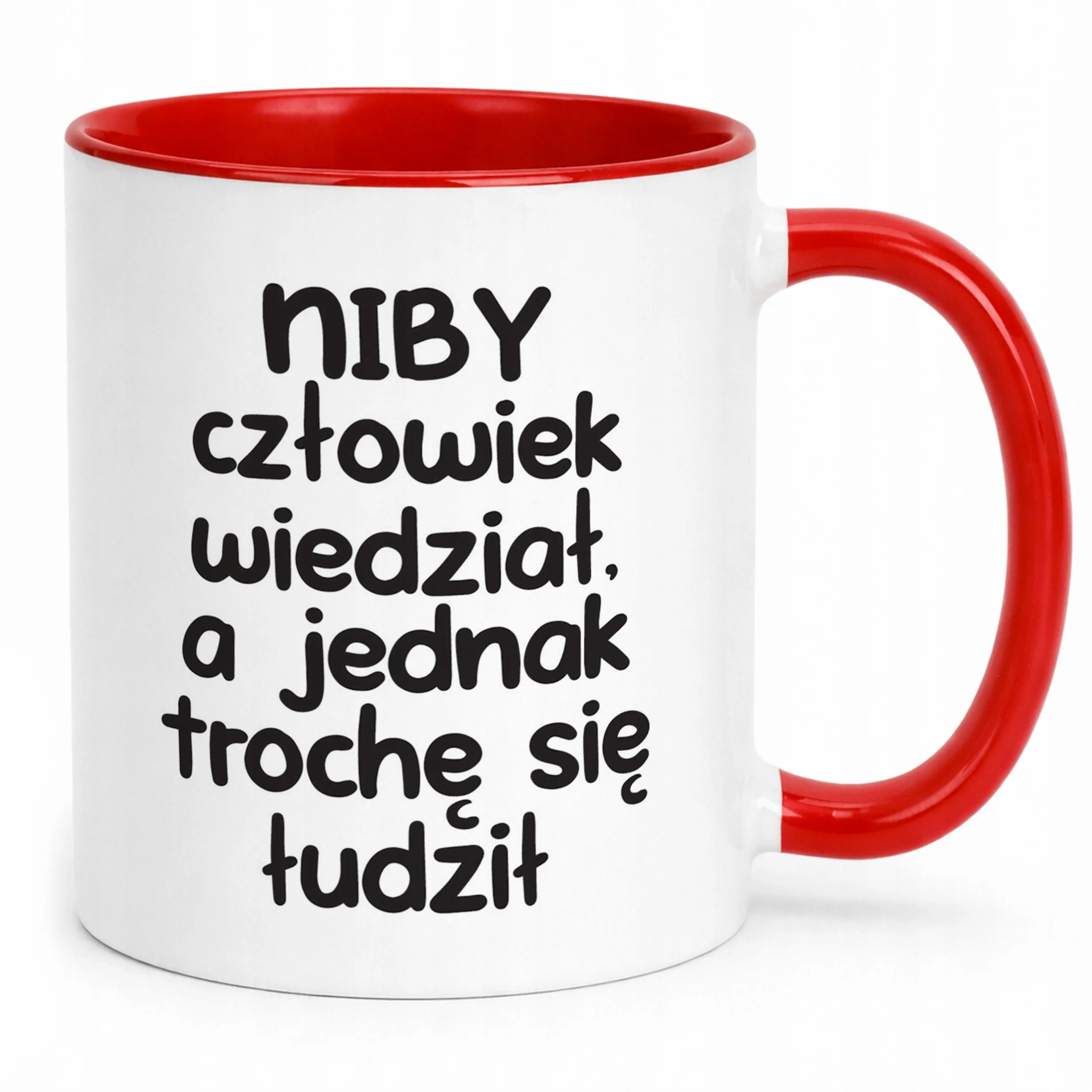 Kubek Czerwony Niby Człowiek Wiedział Śmieszny Zabawny Prezent