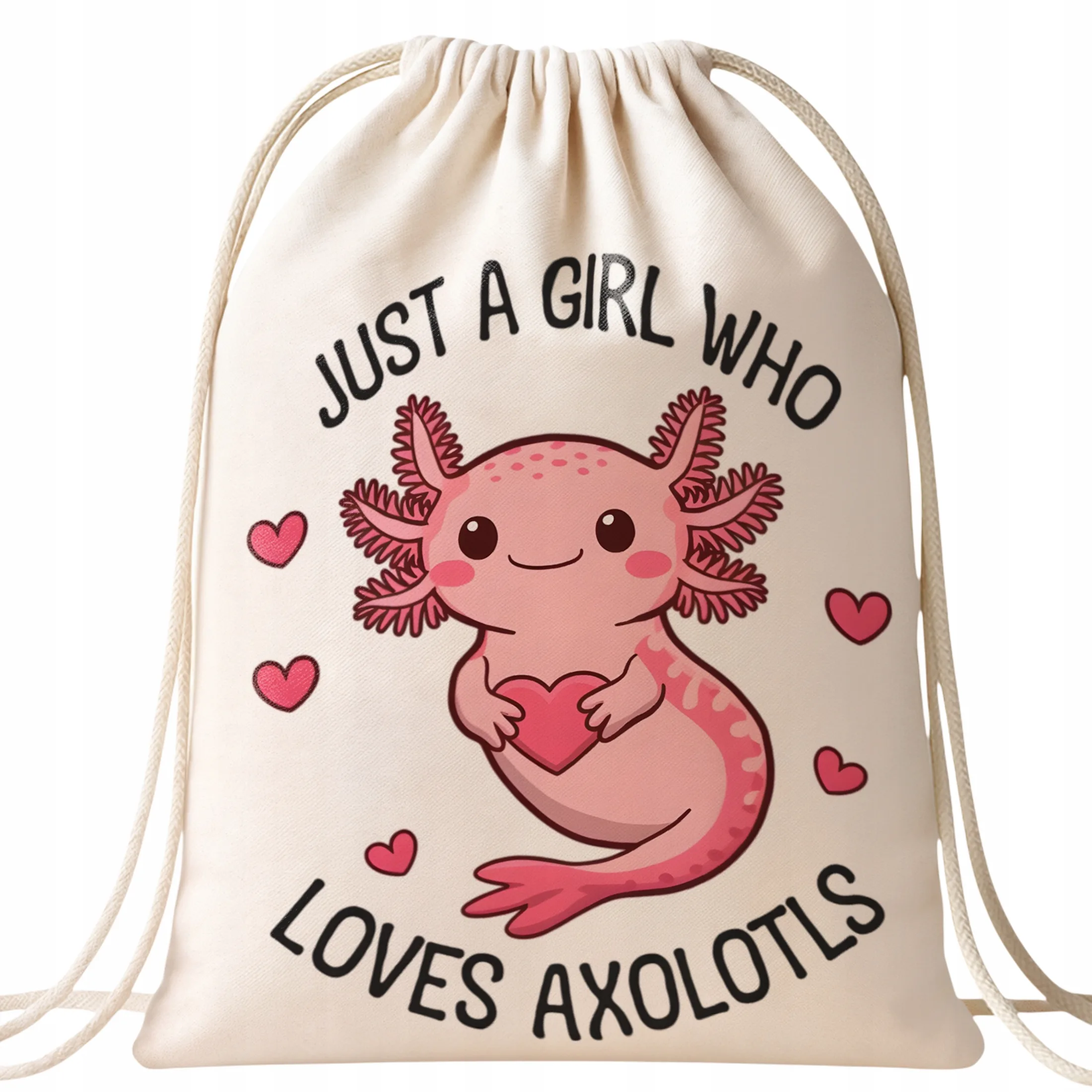 Plecak na sznurkach ecru fana Aksolotl Axolotl TikTok Trend Viral HIT OK