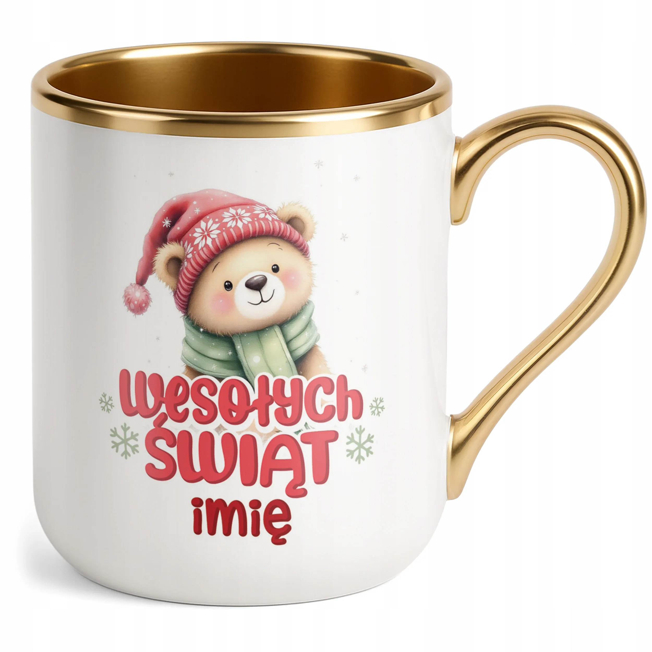 Kubek Premium Złoty Personalizowany Świąteczny Boże Narodzenie Prezent