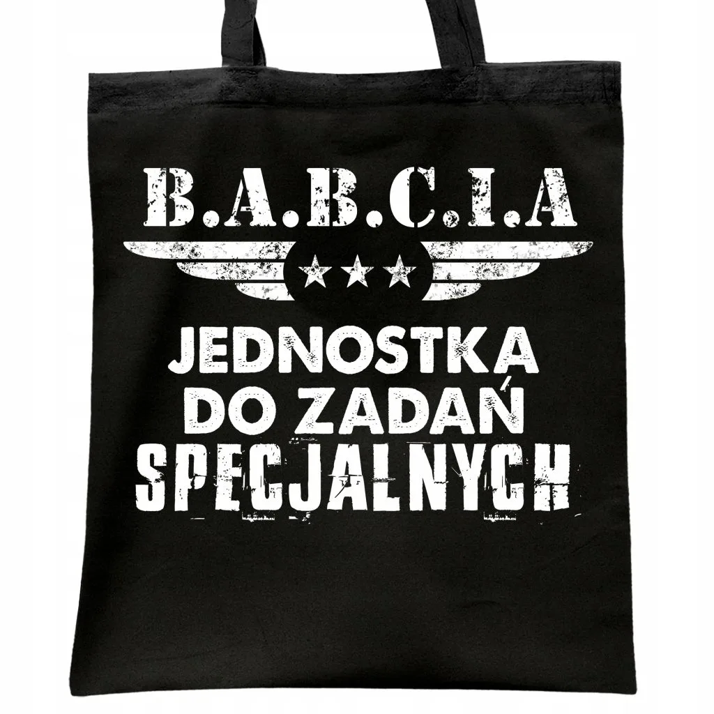 Torba bawełniana czarna na zakupy Dzień Babci Prezent