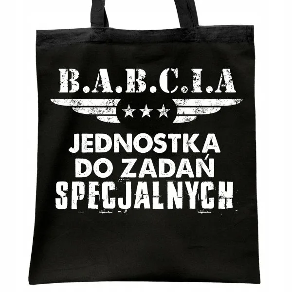 Torba bawełniana czarna na zakupy Dzień Babci Prezent
