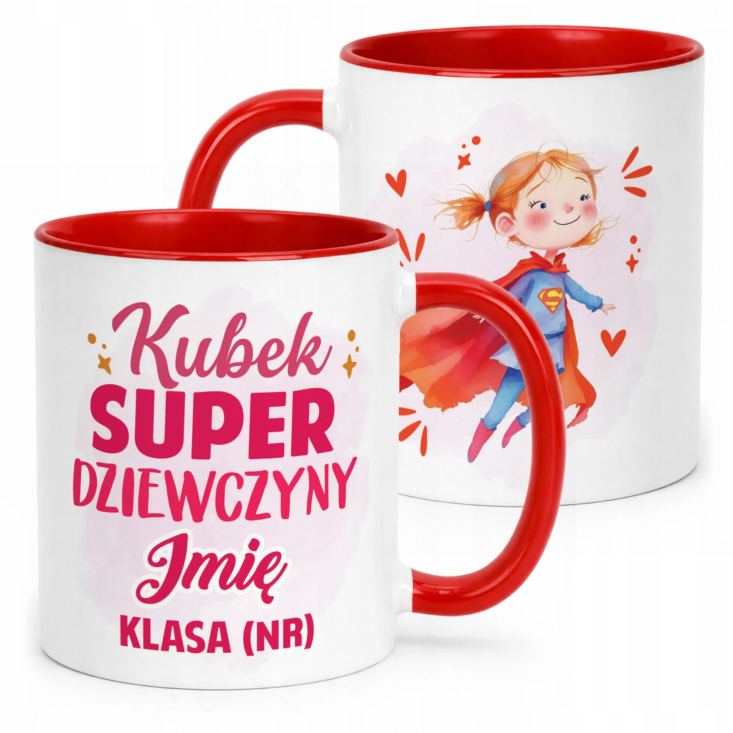Kubek Czerwony Z Imieniem Klasa Dzień Kobiet Dla Dziewczynki Prezent