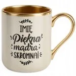 Kubek Premium Złoty Ecru Personalizowany Dzień Kobiet Zabawny