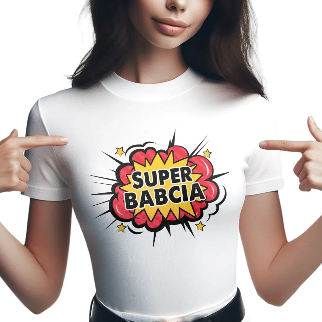 Koszulka Damska T-shirt Na Dzień Babci Prezent Super Babcia