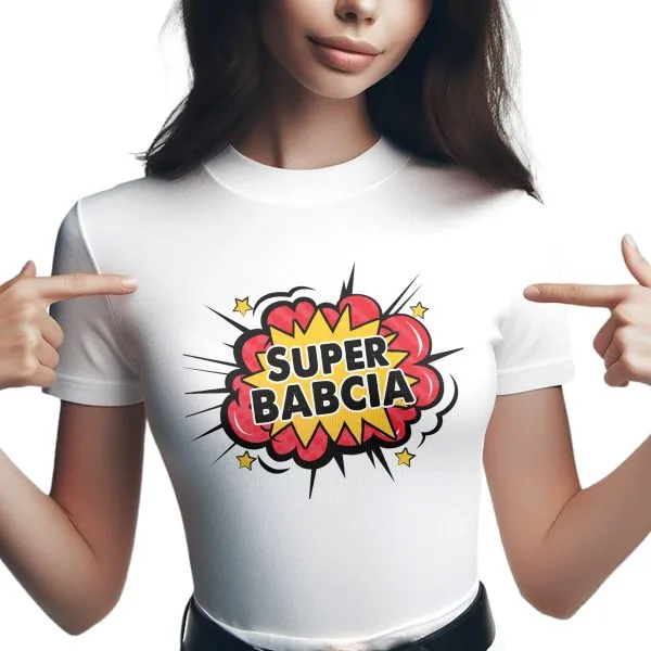Koszulka Damska T-shirt Na Dzień Babci Prezent Super Babcia