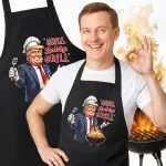 Bawełniany Czarny Fartuch Kuchenny Grill Baby Trump Fartuszek Z Nadrukiem