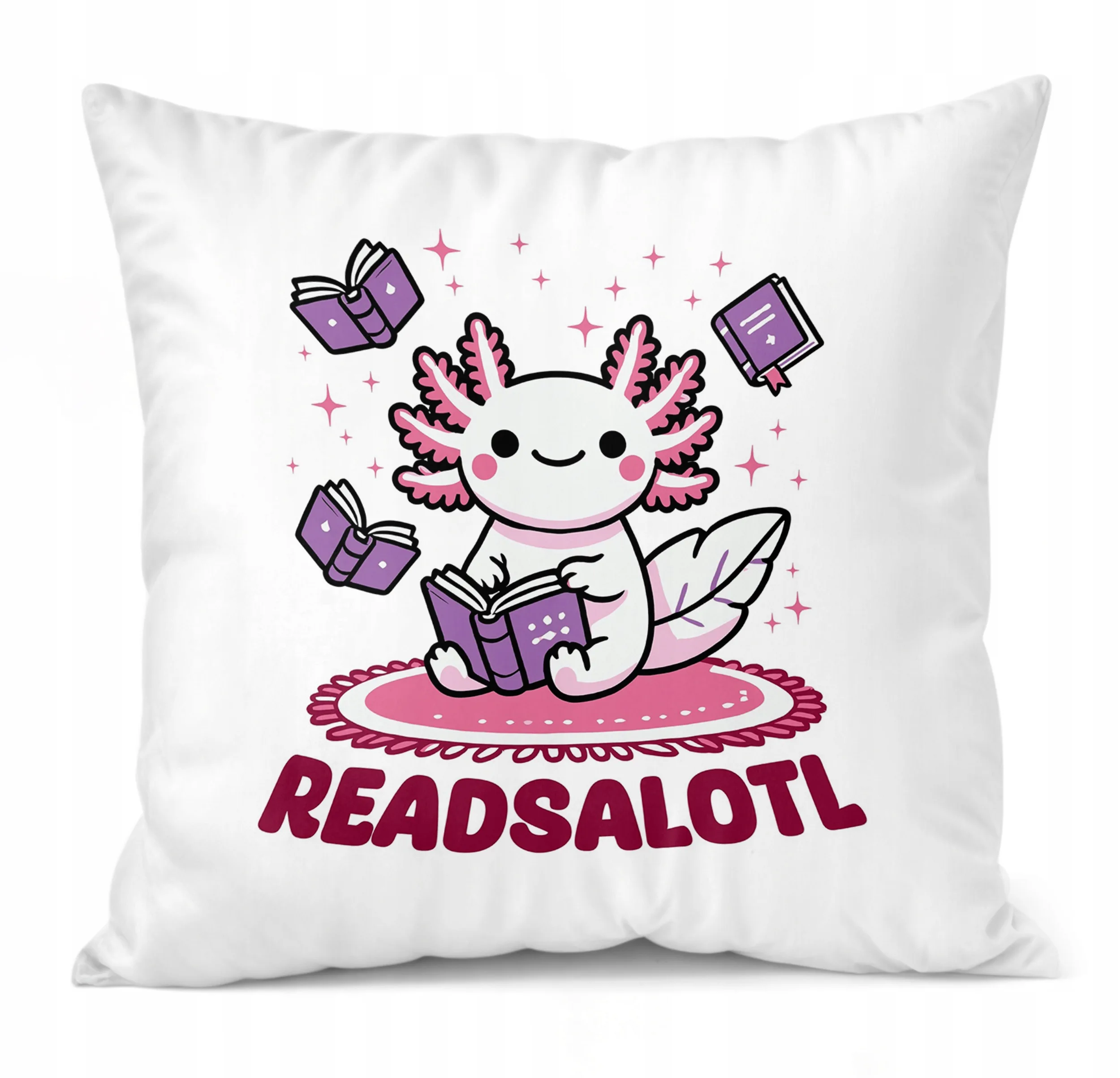 Poduszka z nadrukiem 40×40 Aksolotl Axolotl Różowy Zwierzak Trend Viral OK