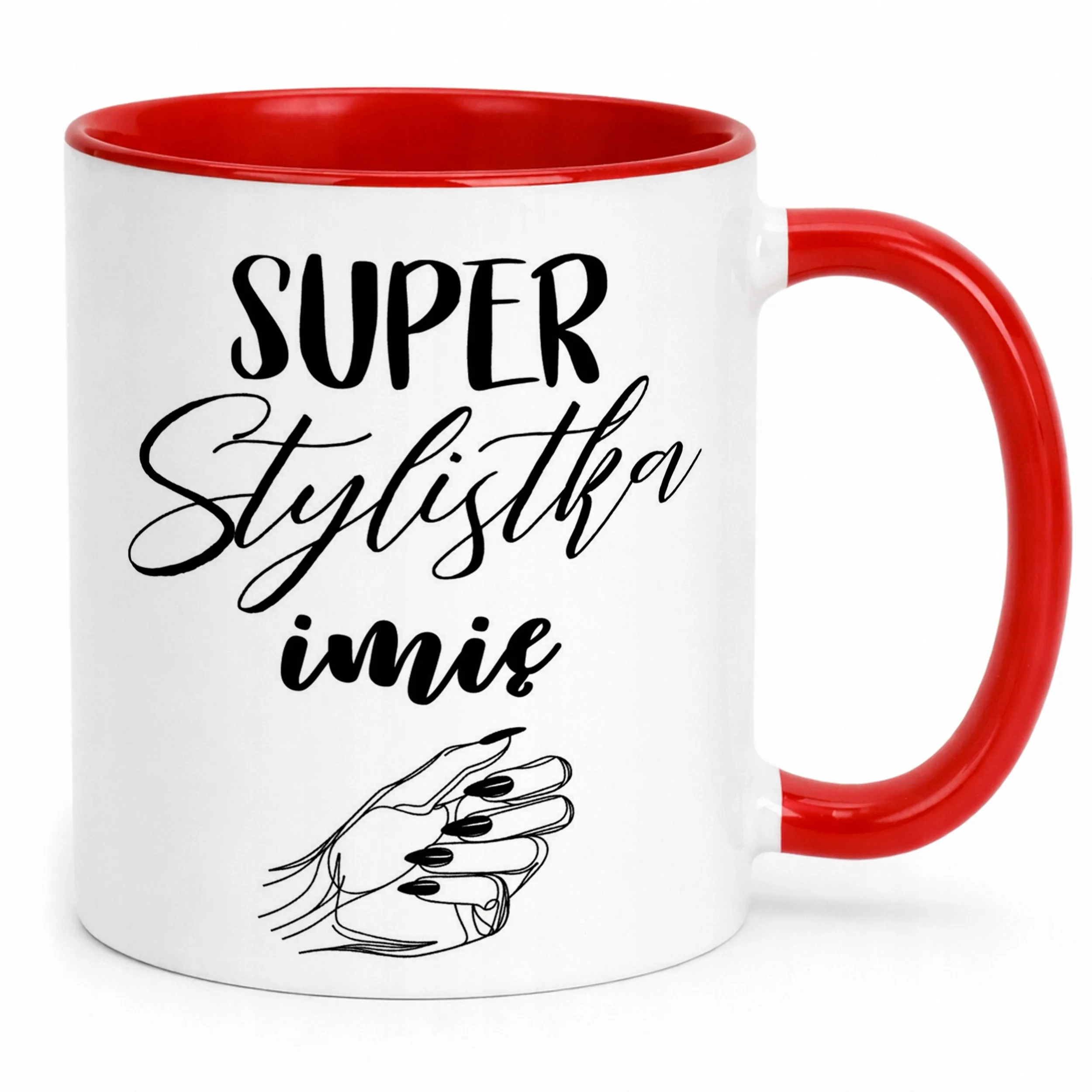 Kubek Czerwony Personalizowany Super Stylistka Paznokci Prezent
