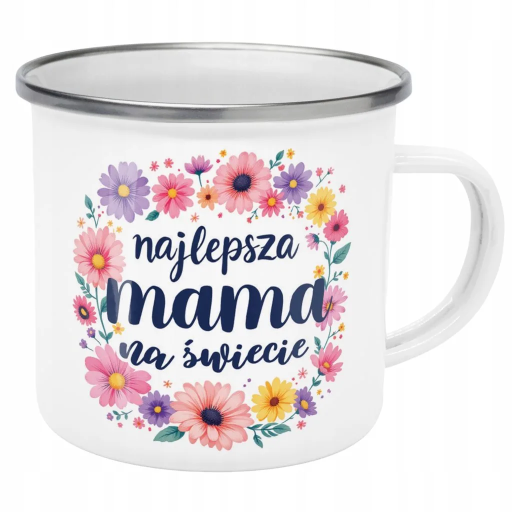 Emaliowany Kubek Garnuszek Dzień Matki Dla Mamy Prezent Najlepsza Mama