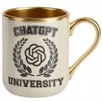 Kubek Premium Złoty Ecru ChatGPT University Zabawny Prezent Upominek