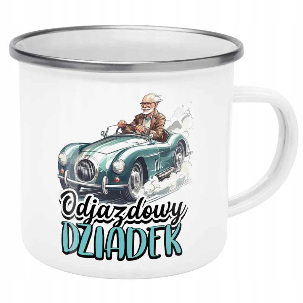 Emaliowany Kubek Garnuszek 300 ml Dzień Dziadka Prezent Odjazdowy Dziadek