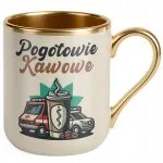 Kubek Premium Złoty Ecru Pogotowie Kawowe Zabawny Prezent Kawa